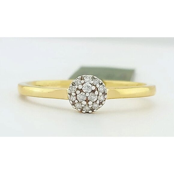 Genuine 0.25 Cts Diamonds Ring 14k Yellow Gold Plated (.925 Silver) - Picture 1 of 4